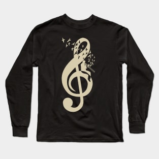 Treble Clef - Music Trombone - Vintage Long Sleeve T-Shirt